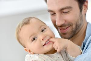father and child after taking out a term life policy